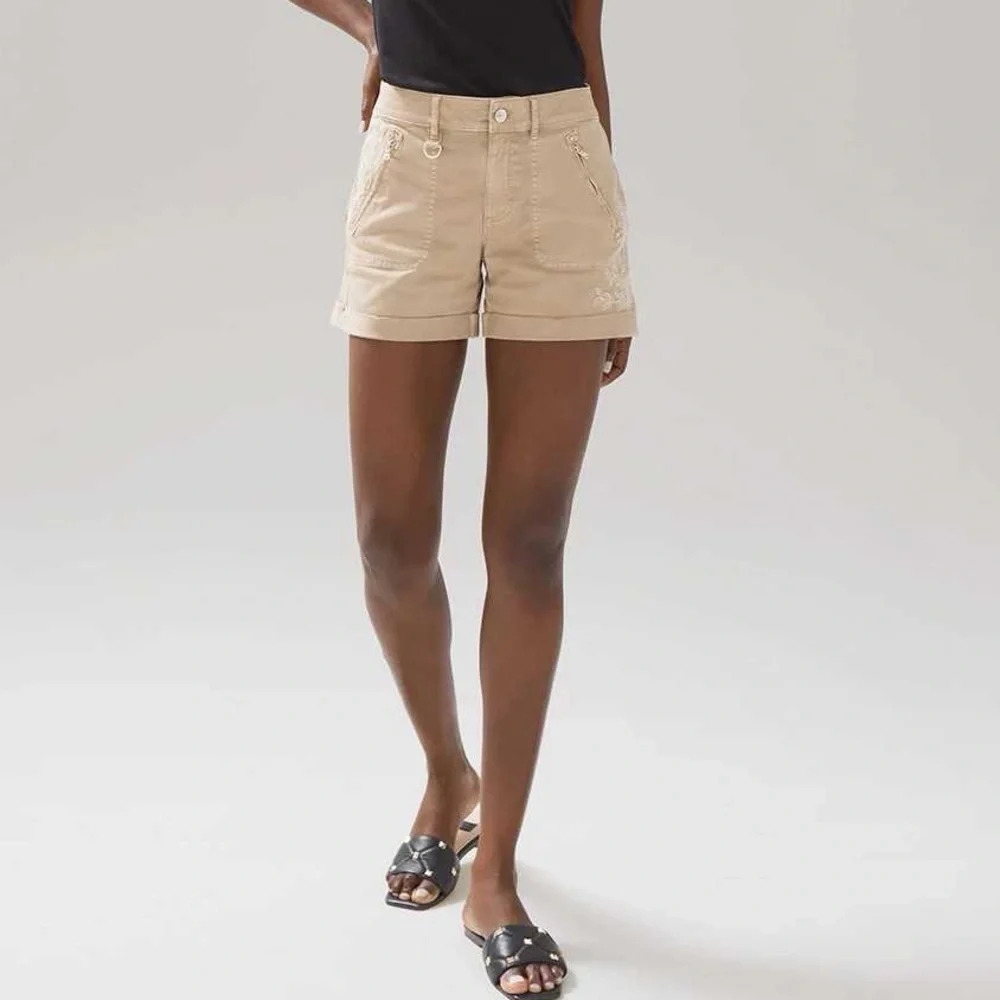 White House Black Market Shorts Cuffed Tan Size 2